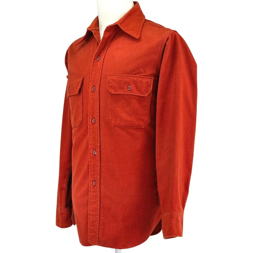 Vtg Americana Workwear Woolrich Chamois Shirt Men’s L Red Heavyweight Heritage - Picture 7 of 13